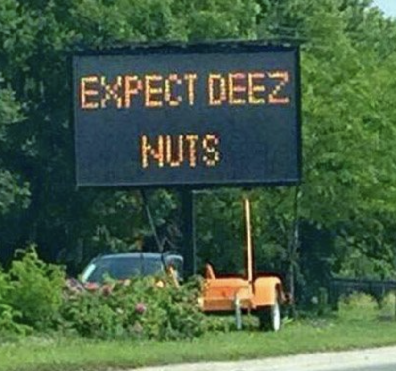 electronic sign hacks - thomas more - Expect Deez Nuts