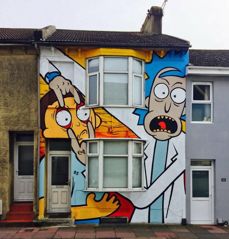  “This Rick and Morty house in Brighton, England”.