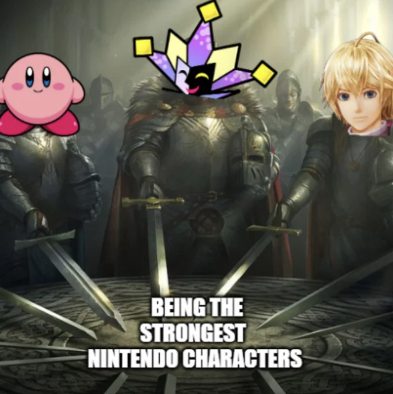 Gaming memes - round table meme - Being The Strongest Nintendo Characters