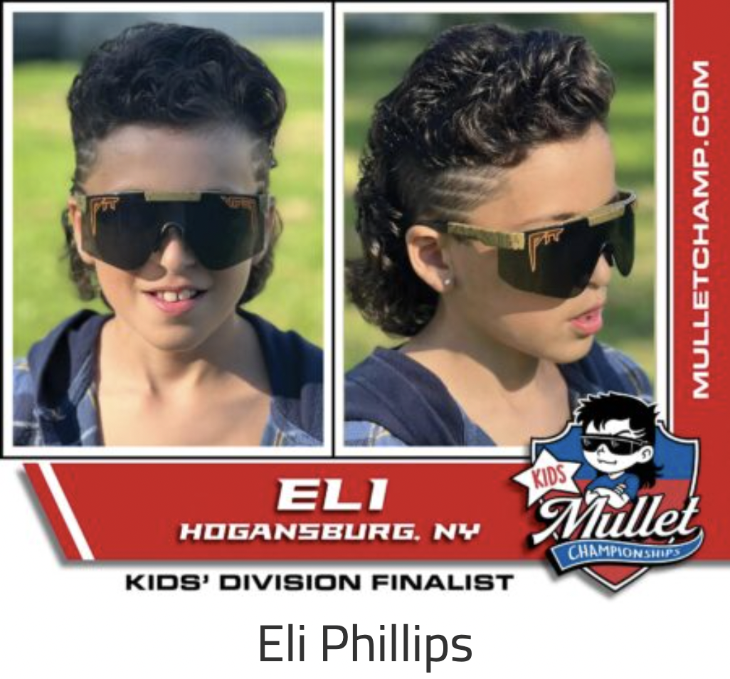 sunglasses - Eli Hogansburg. Ny Kids' Division Finalist Eli Phillips Kids Mulletchamp.Com Mullet Championships