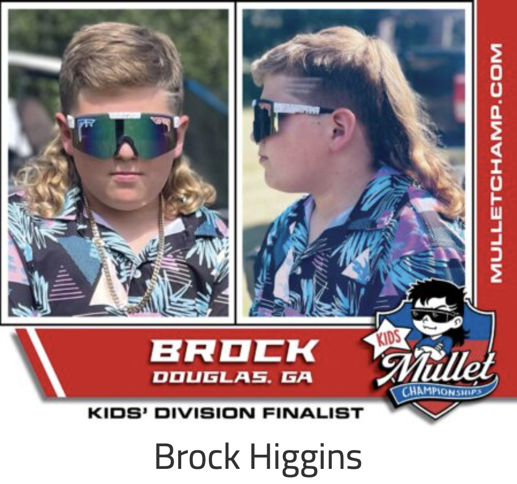 sunglasses - Kids Kids' Division Finalist Brock Higgins Mulletchamp.Com Brock Mullet Douglas. Ga Championships
