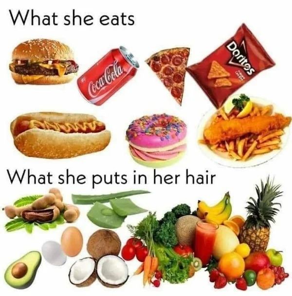 funny random pics - she eats what she puts in her hair - What she eats CocaCola What she puts in her hair Doritos