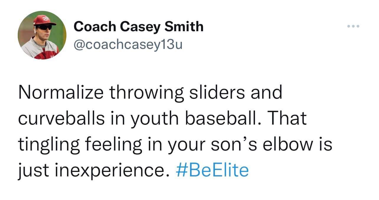 MLB memes - document - Coach Casey Smith Normalize throwing sliders and curveballs in youth baseball. That tingling feeling in your son's elbow is just inexperience.