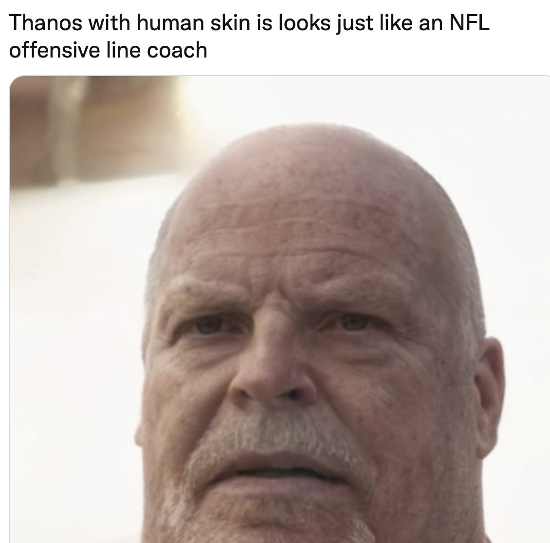 NFL Memes Preseason Roundup - thanos with human skin - Thanos with human skin is looks just an Nfl offensive line coach