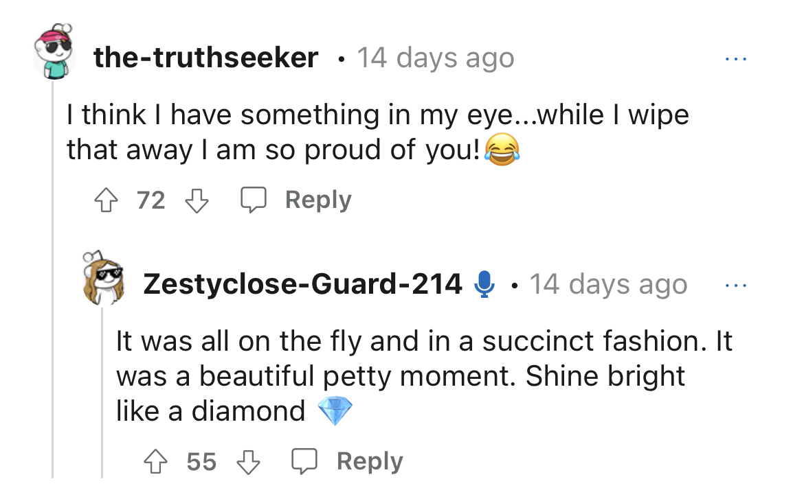 Cheater leading double life gets karma - angle - thetruthseeker 14 days ago I think I have something in my eye...while I wipe that away I am so proud of you! 472 ZestycloseGuard214 14 days ago It was all on the fly and in a succinct fashion. It was a beau