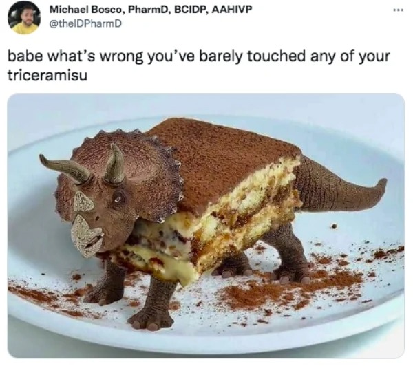 Monday Morning Randomness - frozen dessert - Michael Bosco, PharmD, Bcidp, Aahivp babe what's wrong you've barely touched any of your triceramisu