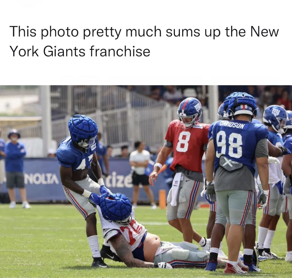 NFL memes preseason - giants training camp fight - This photo pretty much sums up the New York Giants franchise Nolta cize Avidson 8. 98