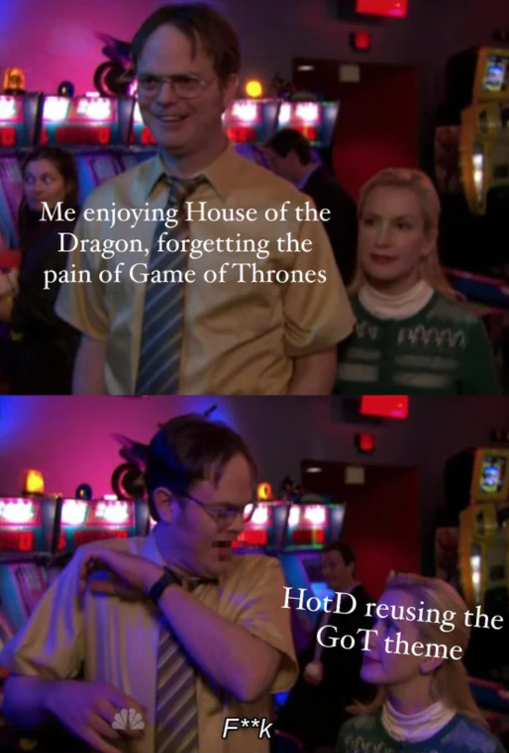 House of the Dragon Episode 2 memes - interaction - Me enjoying House of the Dragon, forgetting the pain of Game of Thrones Fk HotD reusing the GoT theme