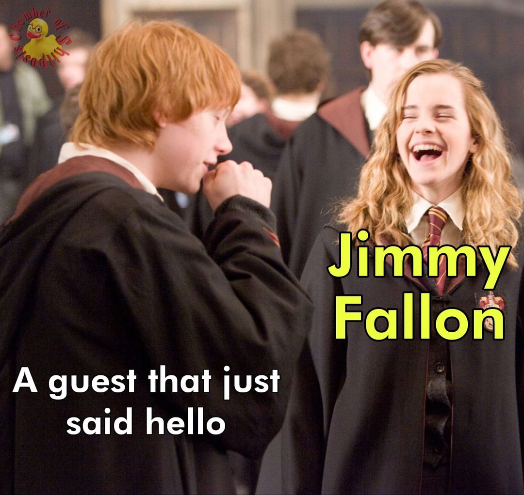 Harry Potter memes - golden trio - A guest that just said hello Jimmy Fallon