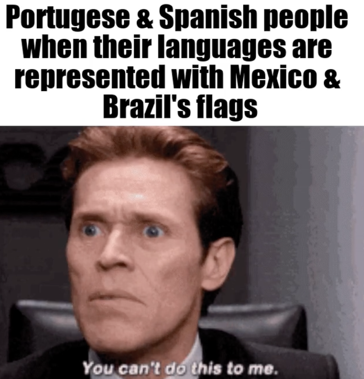 Spider-Man PS4 Memes - photo caption - Portugese & Spanish people when their languages are represented with Mexico & Brazil's flags You can't do this to me.