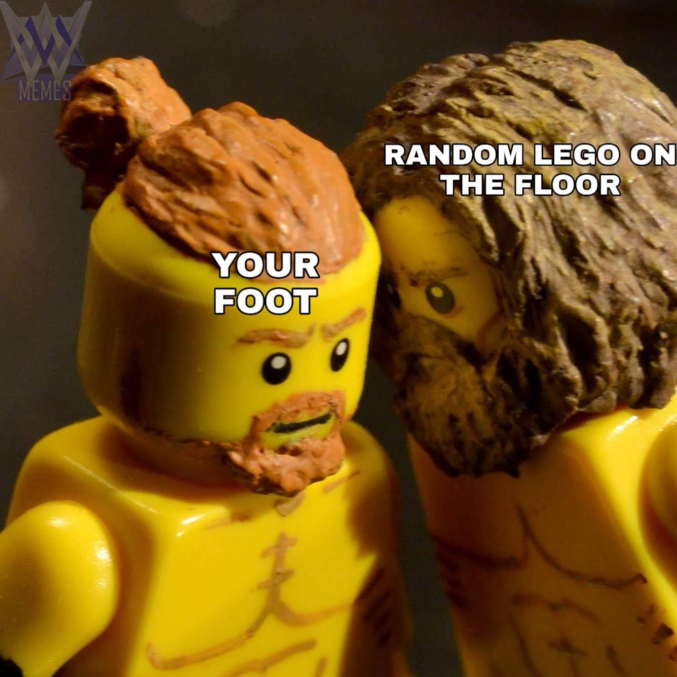 WWE wrestling memes - lego on the floor meme - Memes Your Foot Random Lego On The Floor
