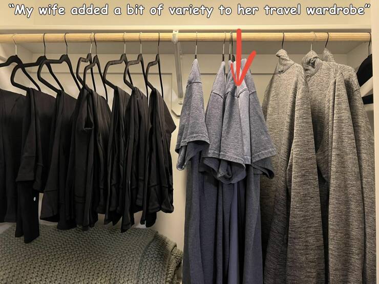 daily dose of randoms - clothes hanger - "My wife added a bit of variety to her travel wardrobe"
