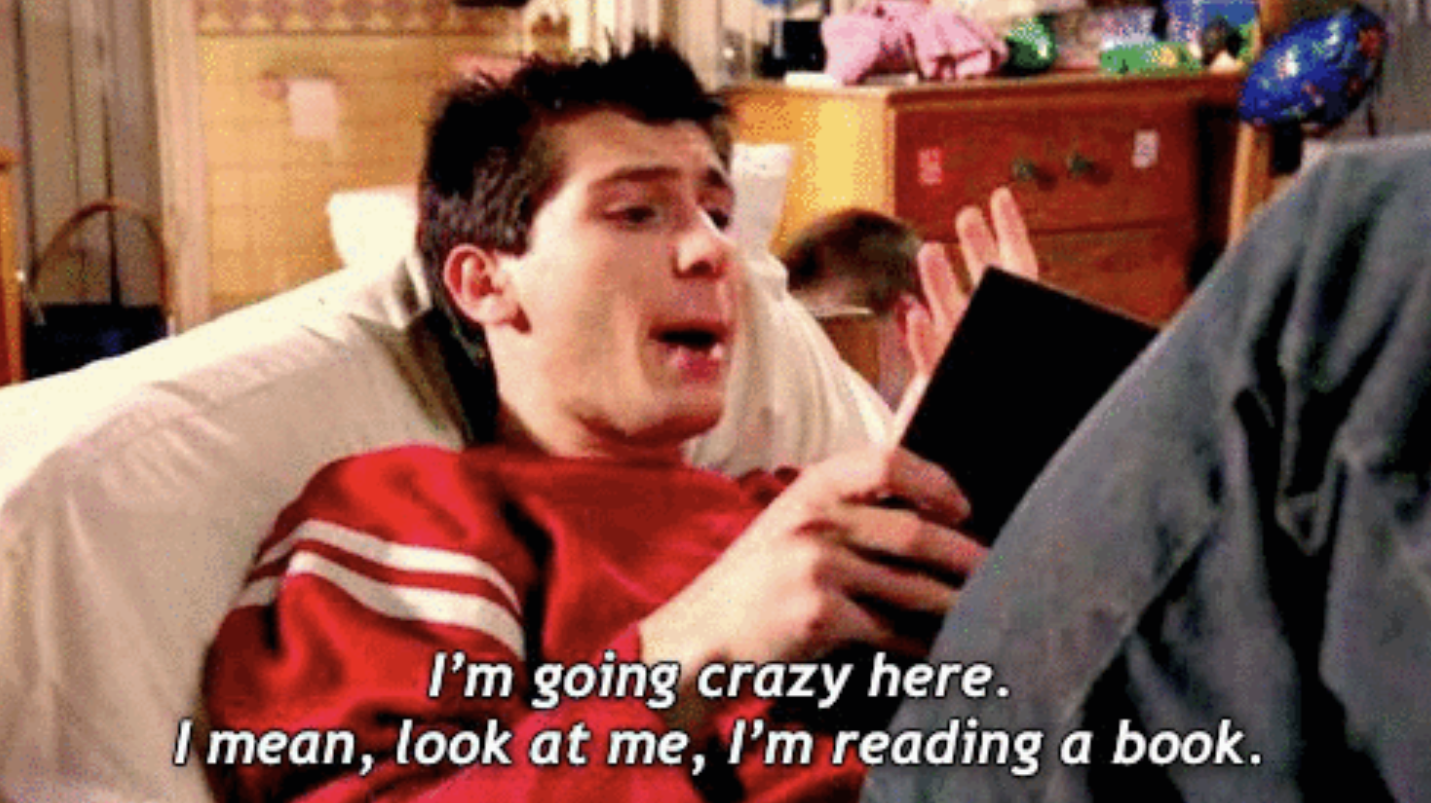 Malcom in the Middle memes - malcolm in the middle gif - I'm going crazy here. I mean, look at me, I'm reading a book.