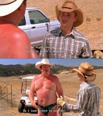 Malcom in the Middle memes - muscle - Or, we might consider trying to reach a compromise. Do I look French to you? No!