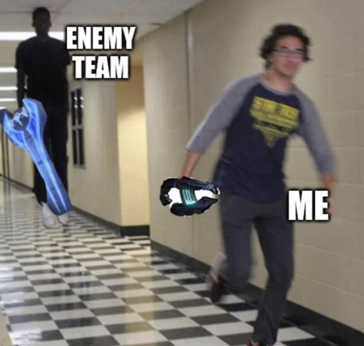 Halo Memes Co-Op - chasing meme template - Enemy Team Me