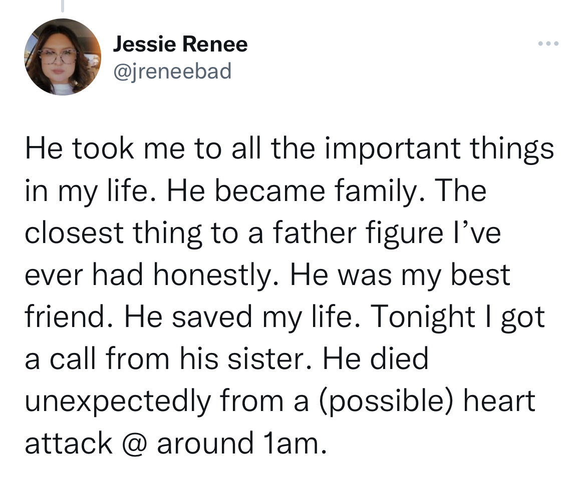 Kind man named dave takes care of girl - irish fashion tweets - Jessie Renee He took me to all the important things in my life. He became family. The closest thing to a father figure I've ever had honestly. He was my best friend. He saved my life. Tonight