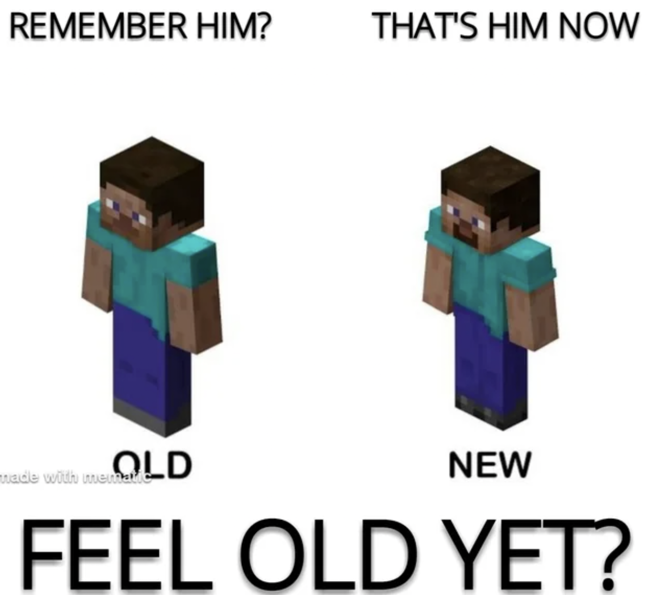 Minecraft Memes - i m so glad i grew up - Remember Him? That'S Him Now made with me Ld New Feel Old Yet?