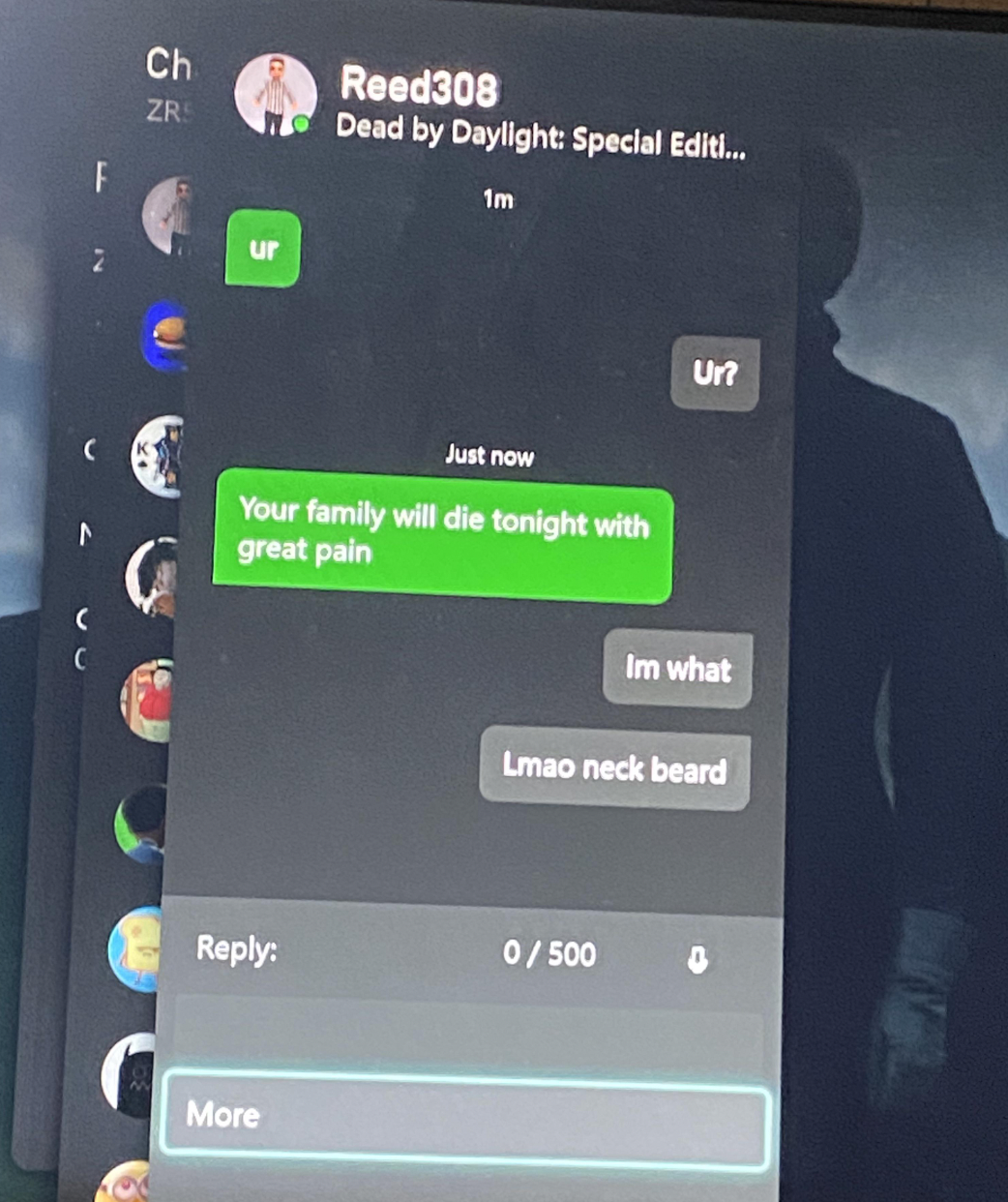 Funny Xbox Chat - Just now Your family will die tonight with great pain
