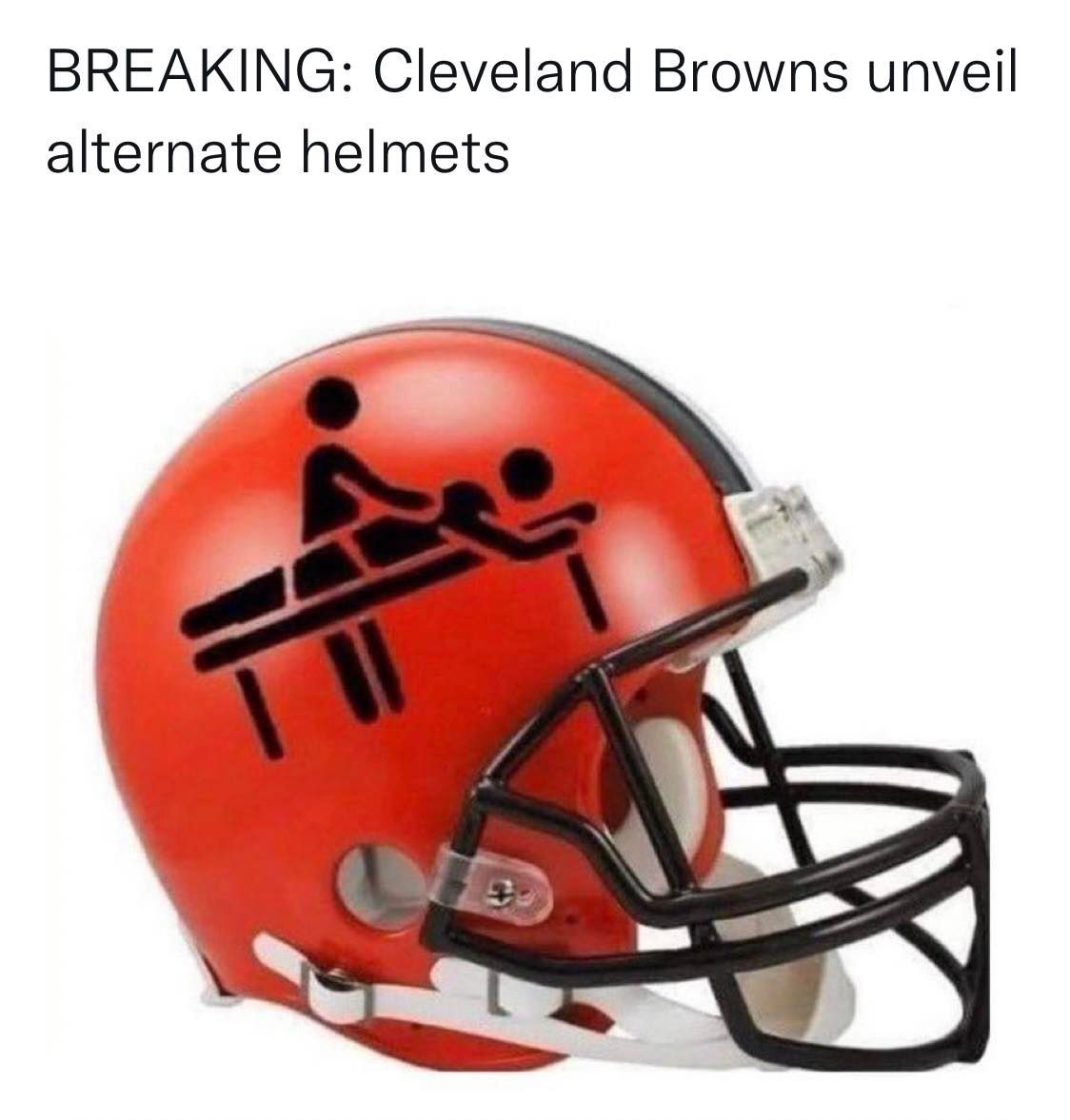 NFL football memes - browns helmet meme - Breaking Cleveland Browns unveil alternate helmets