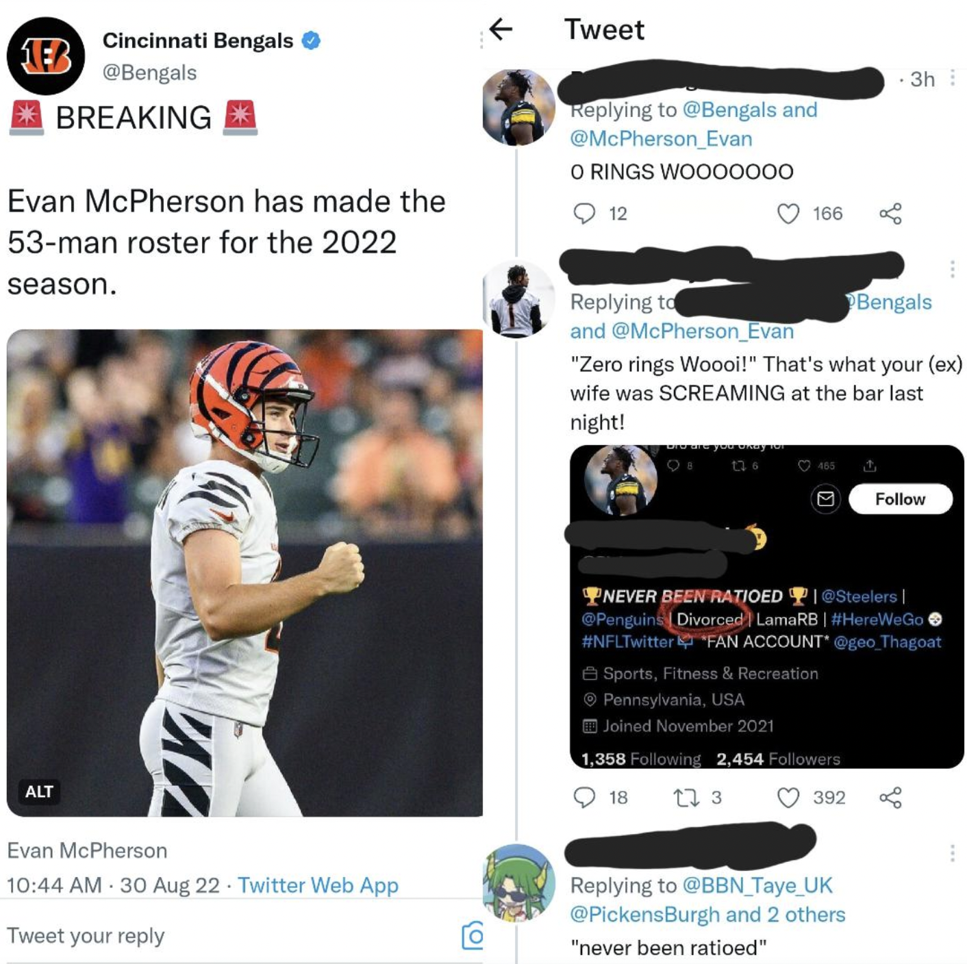 Murdered by Words - Cincinnati Bengals Breaking Eb Evan McPherson has made the 53man roster for the 2022 season.