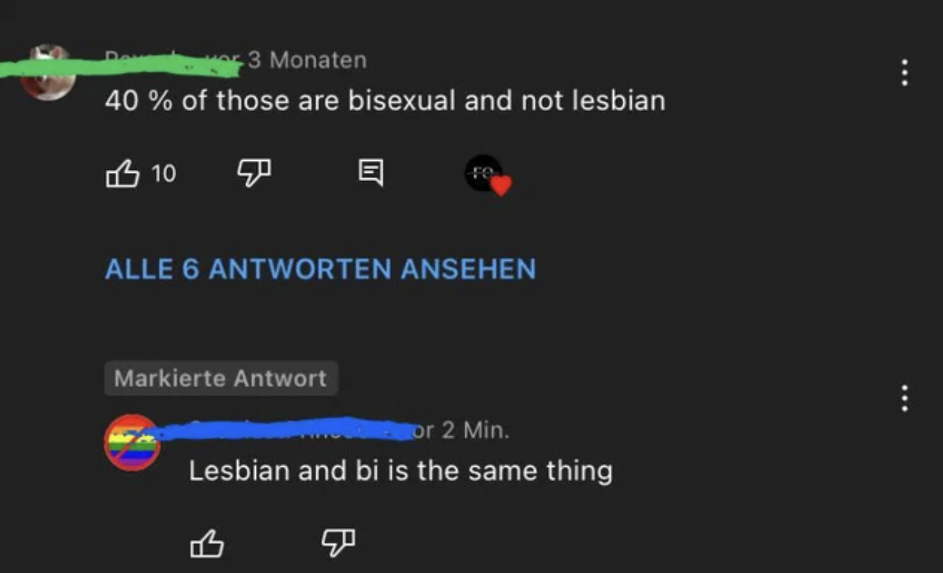 Confidently Incorrect - of those are bisexual and not lesbian
