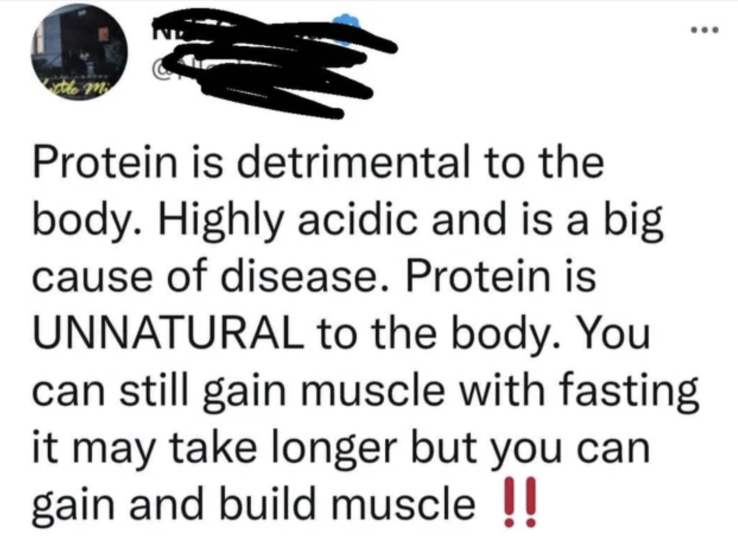 Confidently Incorrect - Protein is detrimental to the body. Highly acidic and is a big cause of disease. Protein is Unnatural to the body. You can still gain muscle with fasting it may take longer but you can gain and build muscle !!