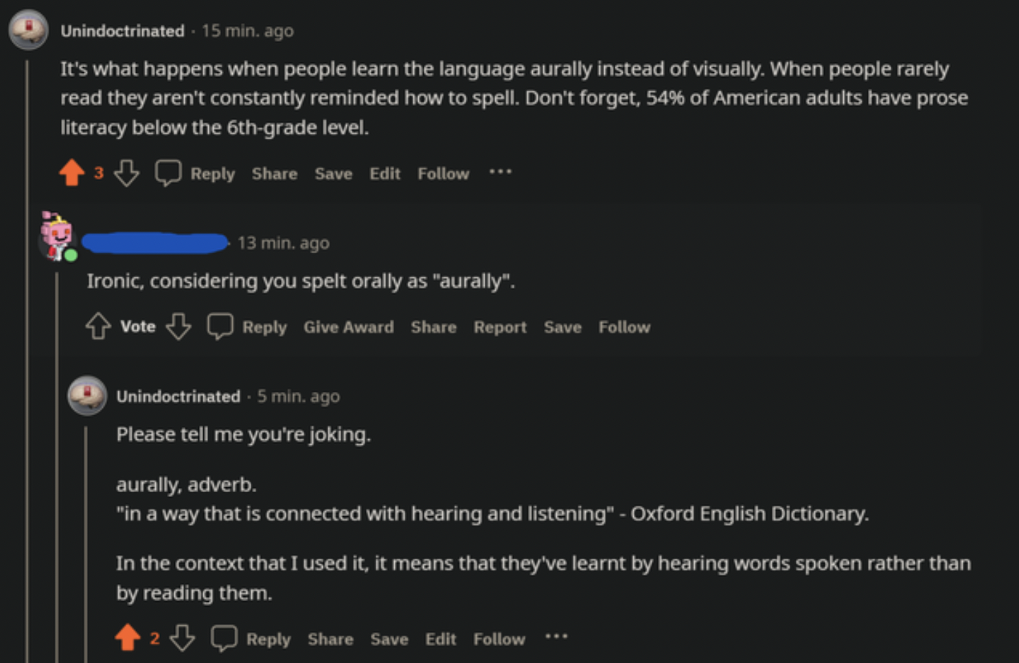 Confidently Incorrect - It's what happens when people learn the language aurally instead of visually. When people rarely read they aren't constantly reminded how to spell. Don't forget, 54% of American adults have prose literacy below the 6thg