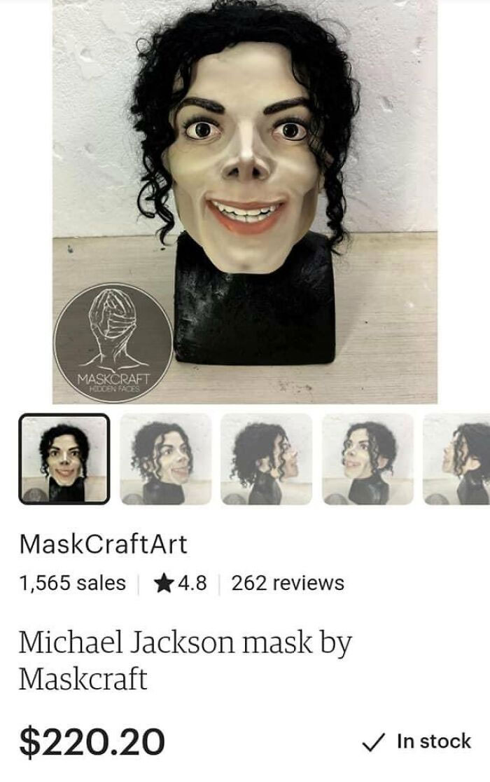 WTF Wednesday creepy pics - head - Maskcraft Hidden Faces MaskCraftArt 1,565 sales 4.8 262 reviews Michael Jackson mask by Maskcraft $220.20 In stock