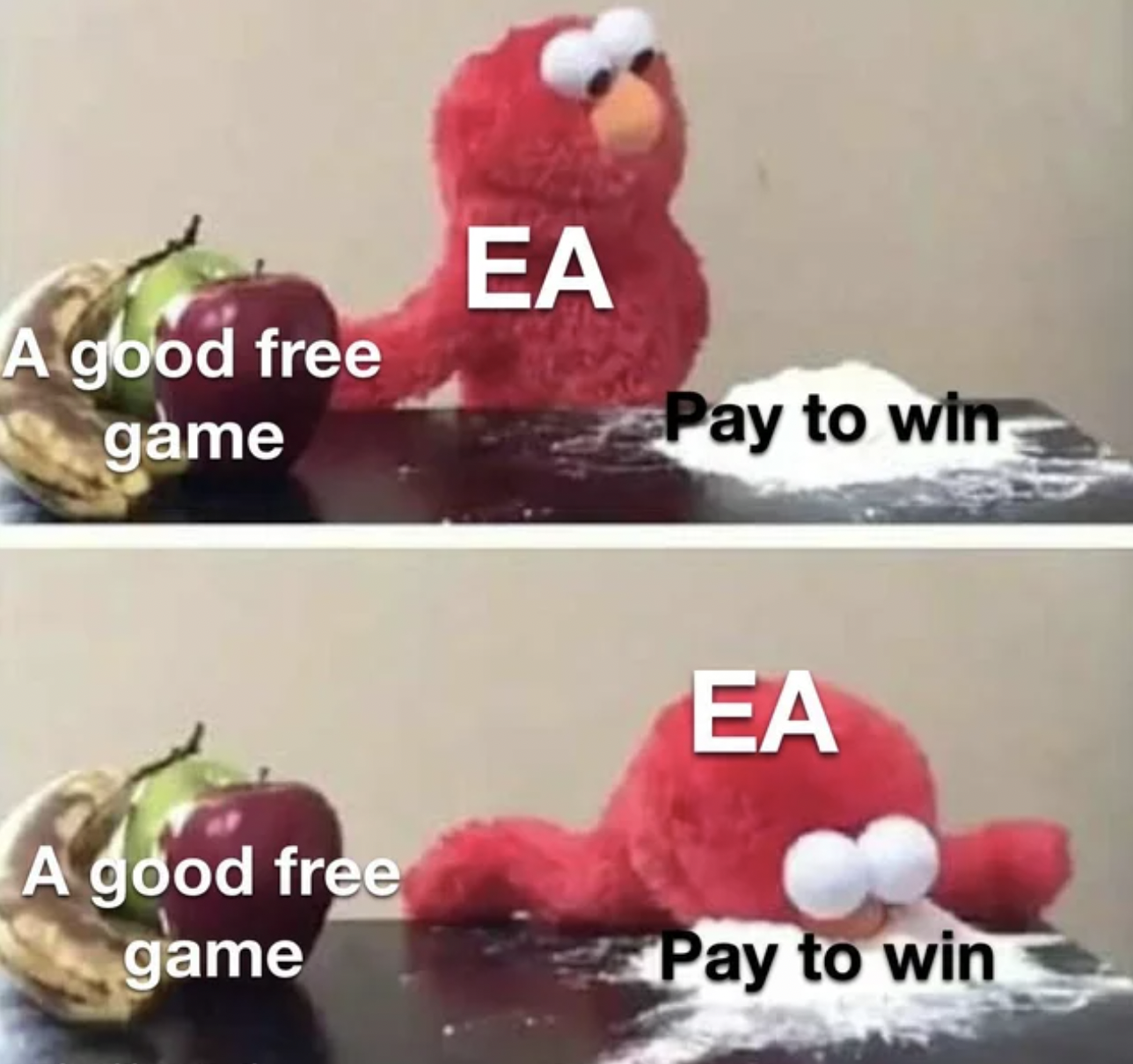 Gaming memes - elmo coke meme - A good free game A good free game Ea Pay to win Ea Pay to win