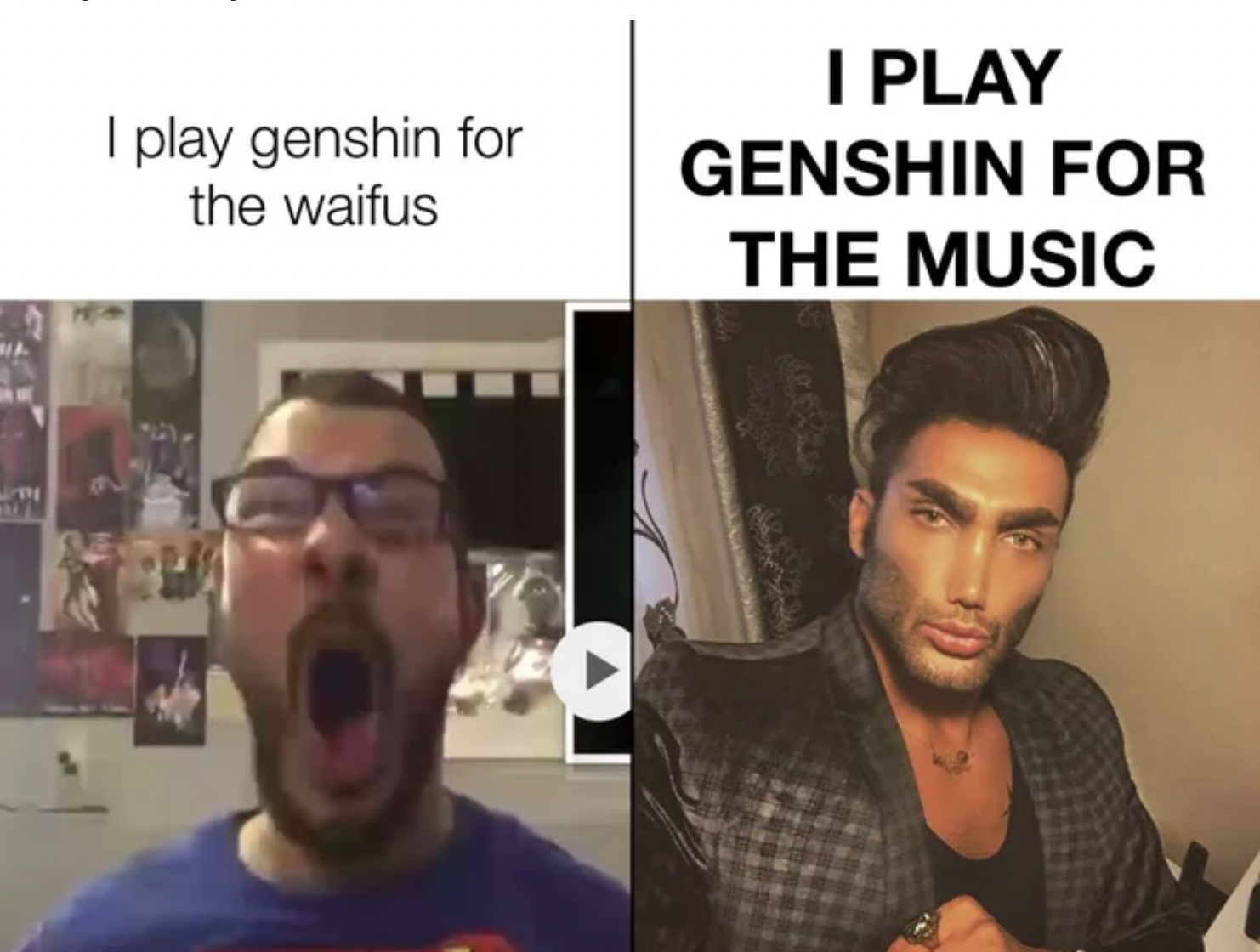 Gaming memes - hairstyle - Th I play genshin for the waifus I Play Genshin For The Music