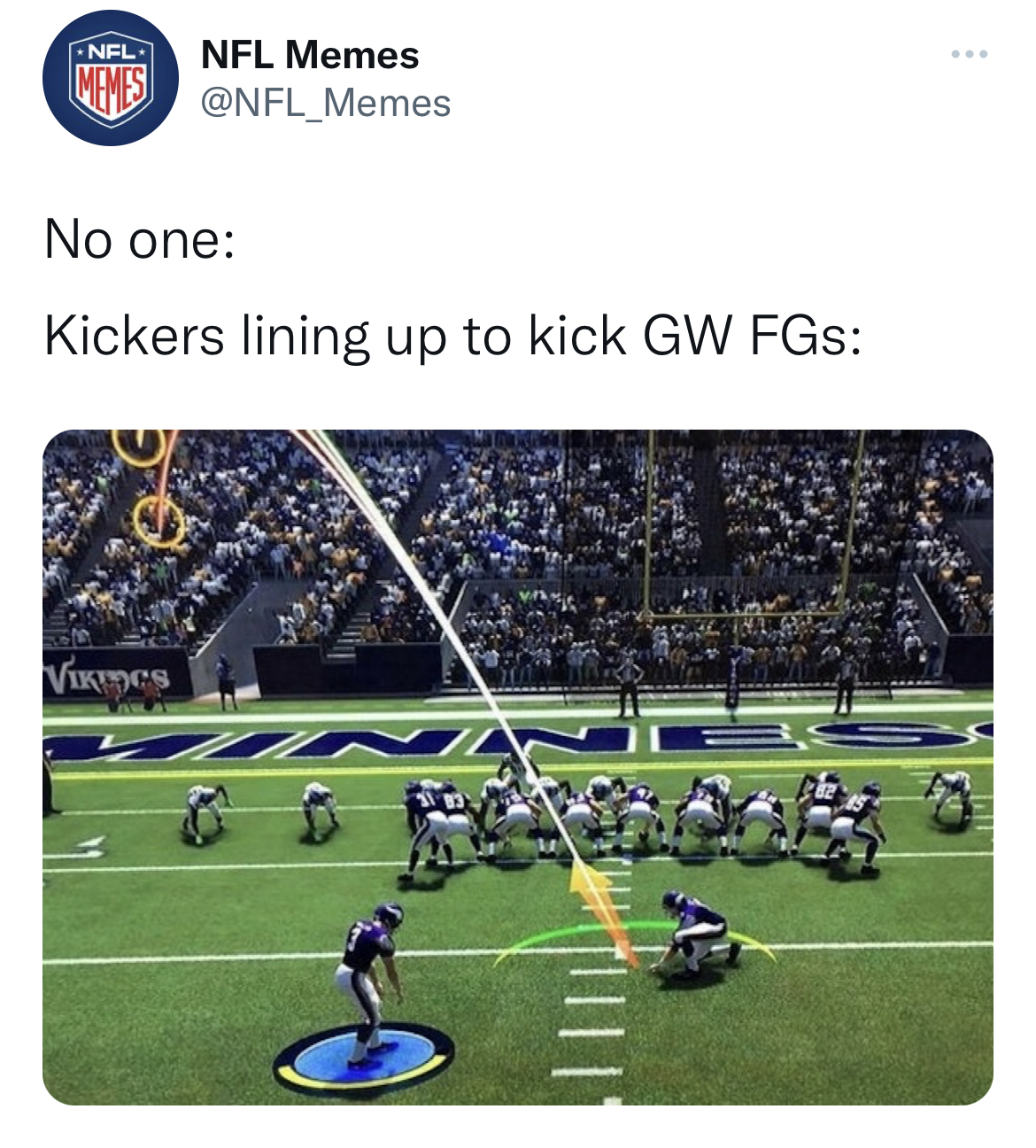 NFL memes week 1 2022 - grass - Nfl Nfl Memes Memes No one Kickers lining up to kick Gw Fgs Vikings