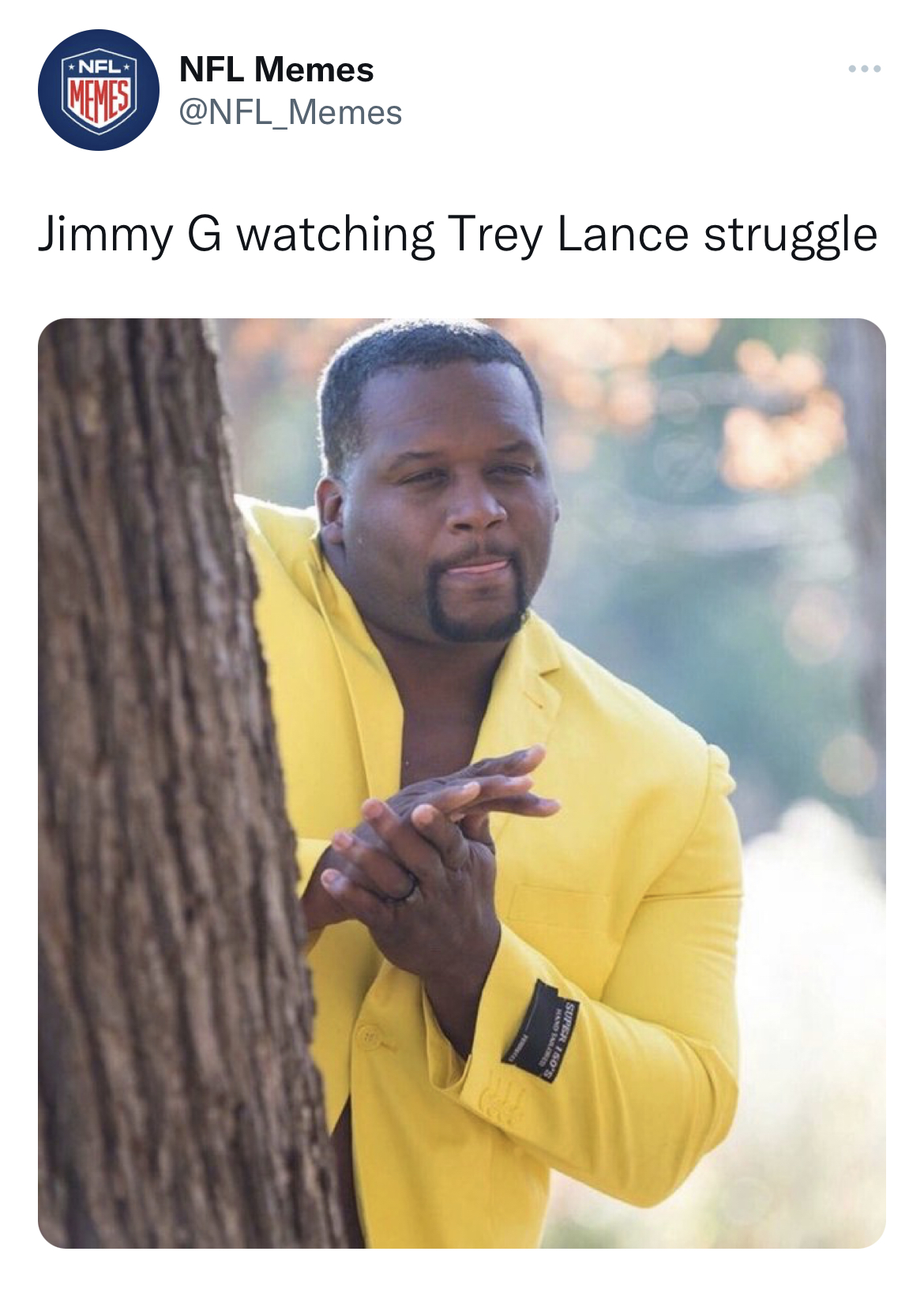 NFL memes week 1 2022 - dank greek memes - Nfl Memes Jimmy G watching Trey Lance struggle Nfl
