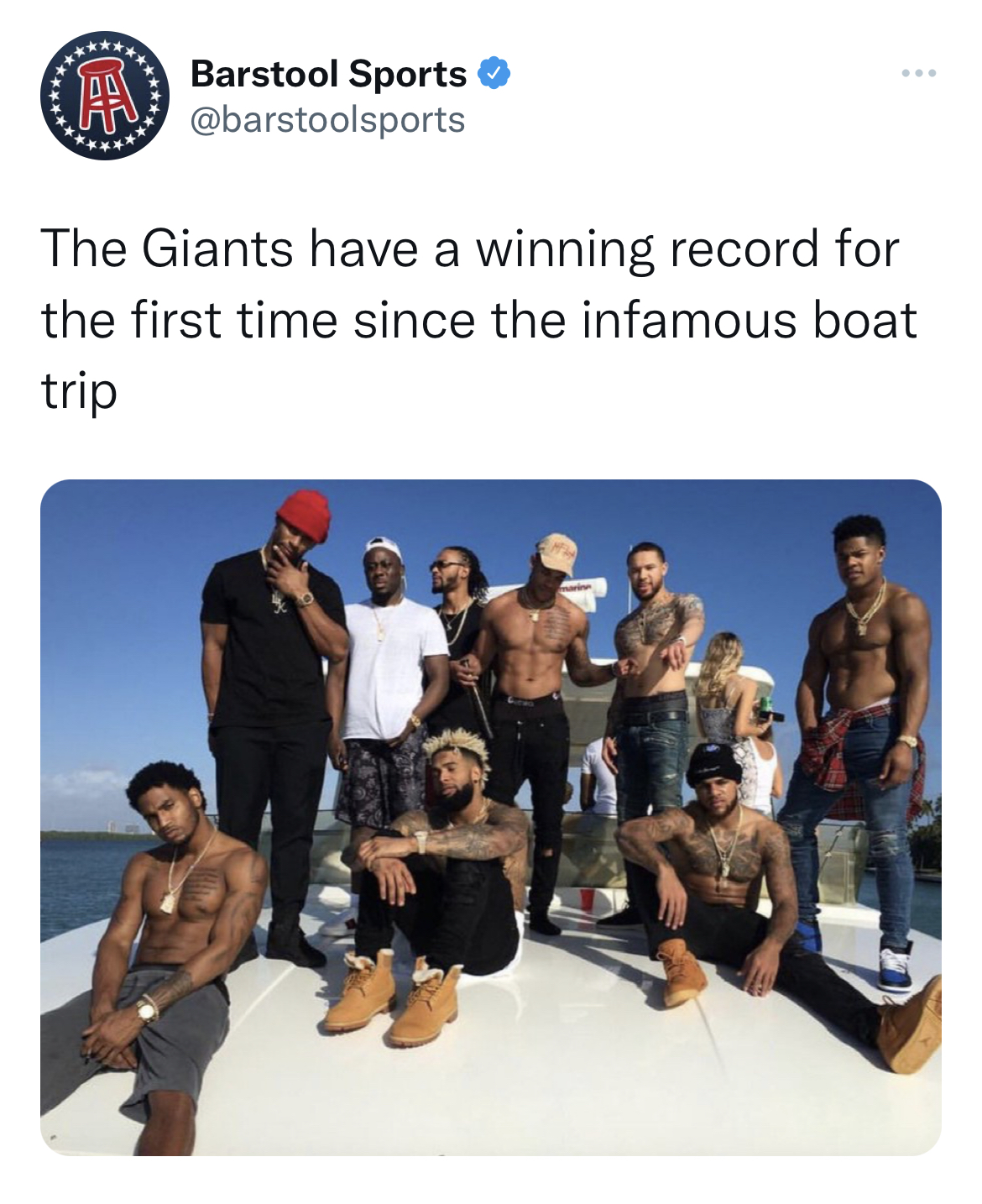NFL memes week 1 2022 - new york giants boat - The Giants have a winning record for the first time since the infamous boat trip