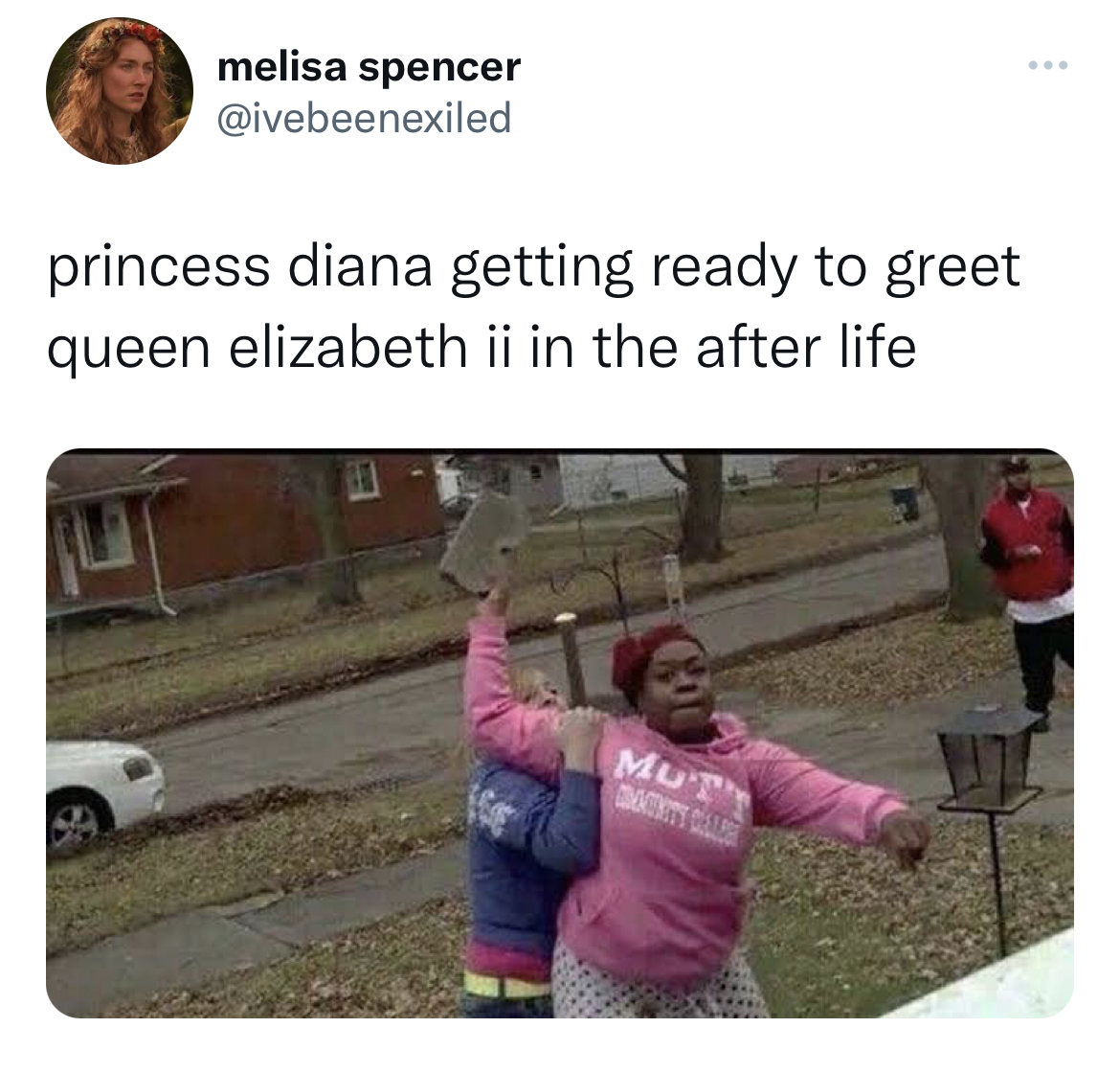 Queen Elizabeth II Death Reactions - photo caption - melisa spencer princess diana getting ready to greet queen elizabeth ii in the after life Mut
