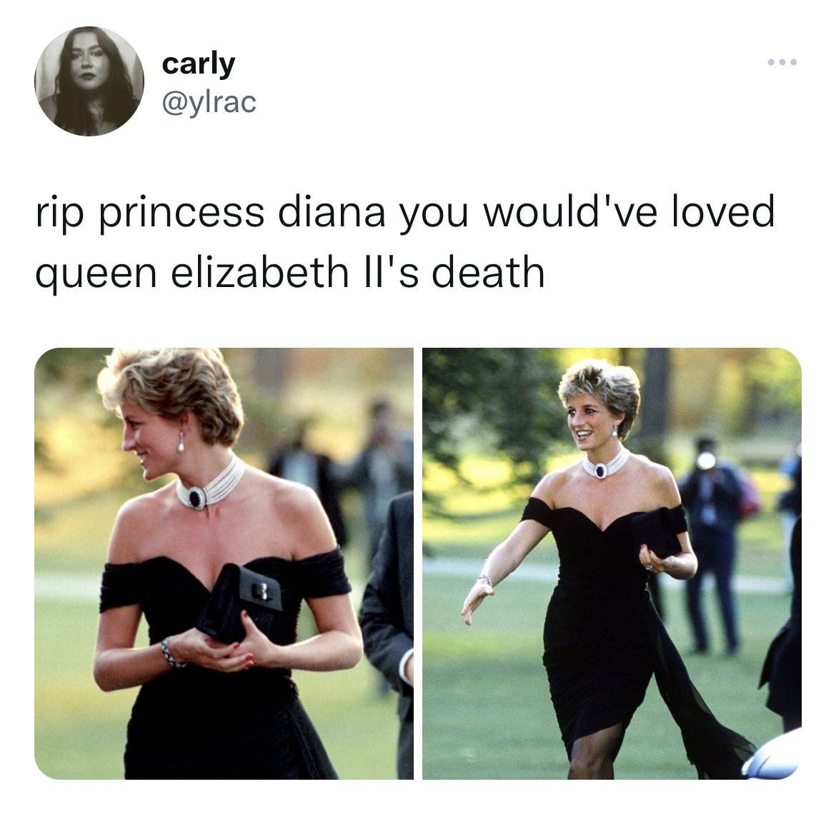 Queen Elizabeth II Death Reactions - princess diana iconic looks - carly www rip princess diana you would've loved queen elizabeth Il's death
