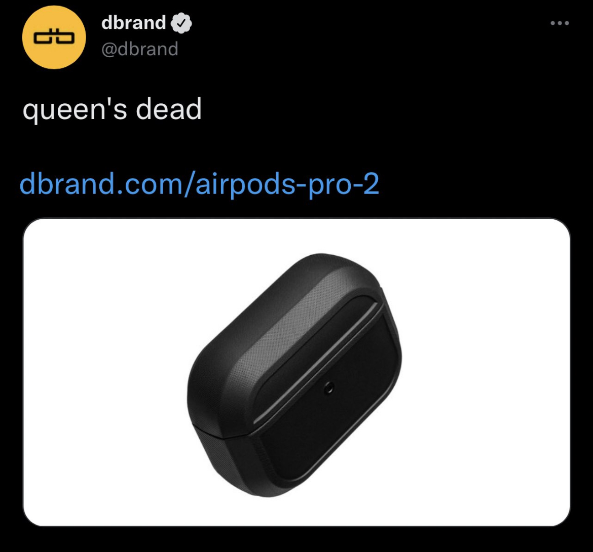 Queen Elizabeth II Death Reactions - electronics accessory - dbrand queen's dead dbrand.comairpodspro2