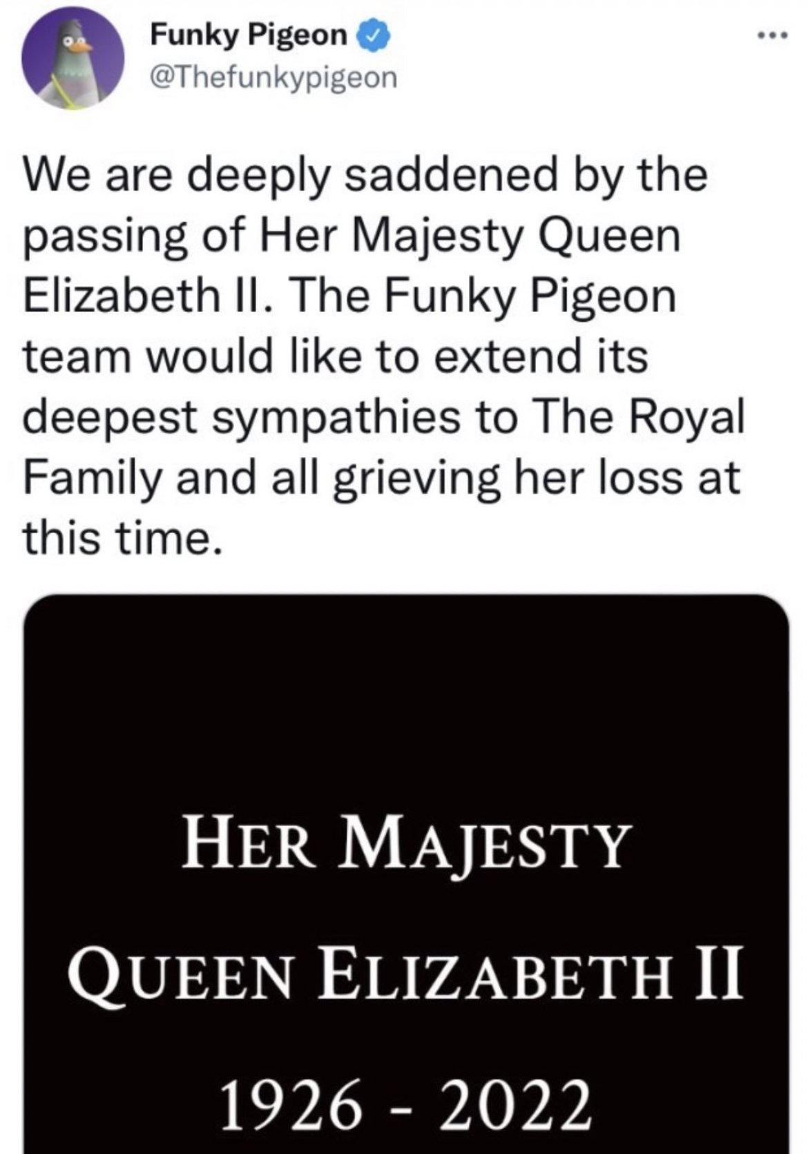 Queen Elizabeth II Death Reactions - fox rent a car - Funky Pigeon We are deeply saddened by the passing of Her Majesty Queen Elizabeth Ii. The Funky Pigeon team would to extend its deepest sympathies to The Royal Family and all grieving her loss at this 