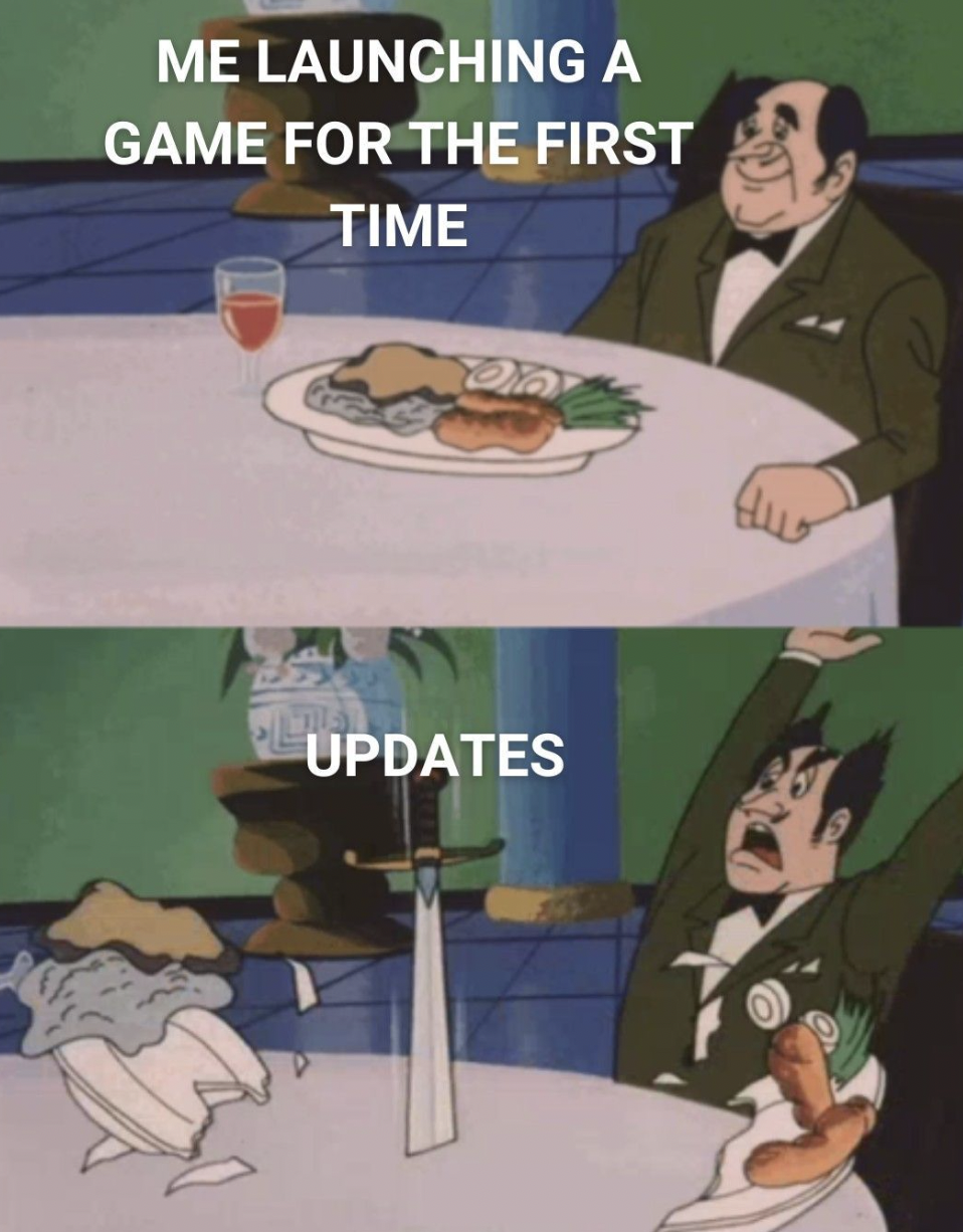 Gaming memes - Me Launching A Game For The First Time Updates