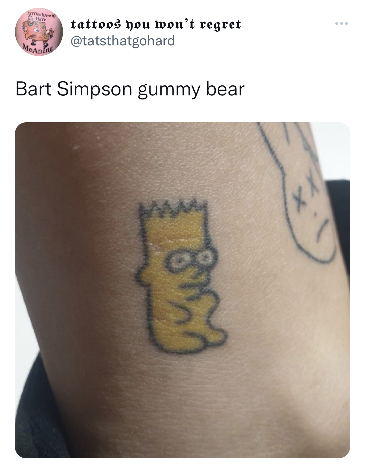 Funny and Fresh Tweets - tattoo - MeAnlas tattoos you won't regret Bart Simpson gummy bear M
