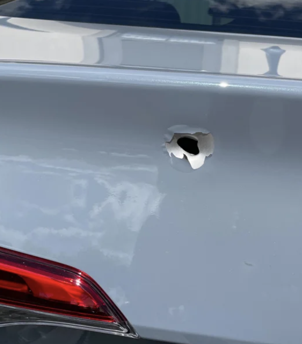 Someone shot my brand new car 3 days after I picked it up.