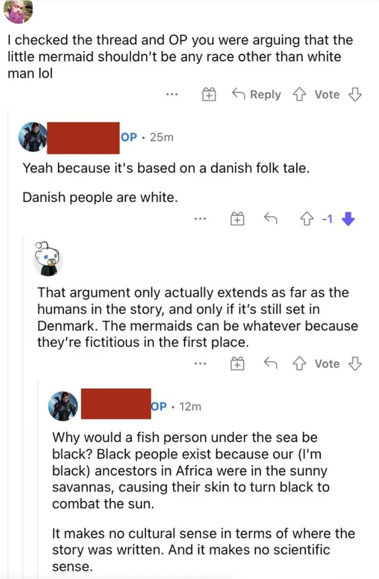facepalms and fails - web page - I checked the thread and Op you were arguing that the little mermaid shouldn't be any race other than white man lol Vote Op. 25m Yeah because it's based on a danish folk tale. Danish people are white. That argument only ac