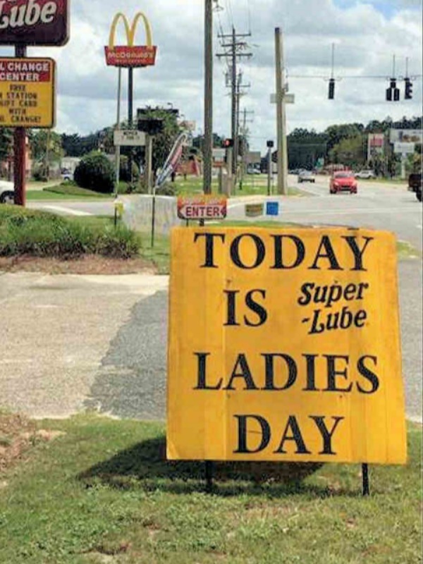 thirsty thursday memes -  street sign - Sube Change Center Frit Station Nift Card With Changey M McDGA Enter Today Super Is Lube Ladies Day E