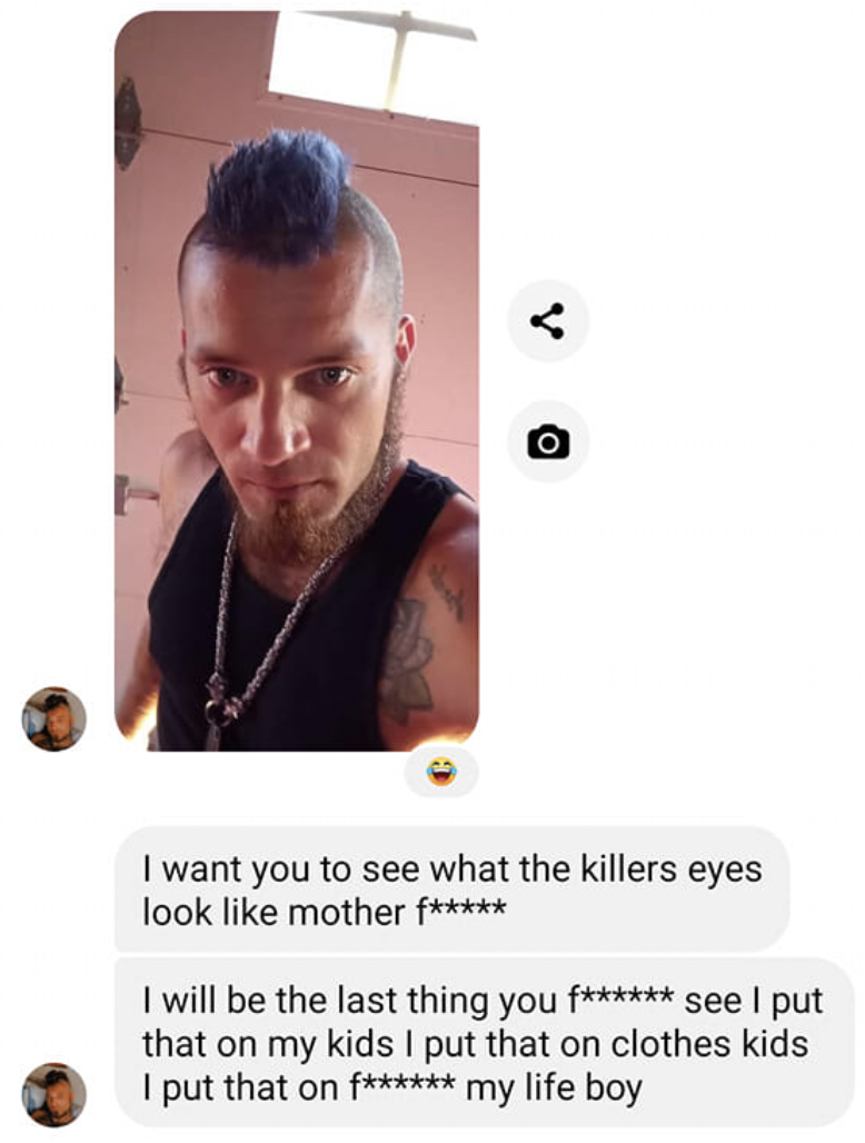 Internet tough guys - photo caption - O I want you to see what the killers eyes look mother f I will be the last thing you f see I put that on my kids I put that on clothes kids I put that on f my life boy
