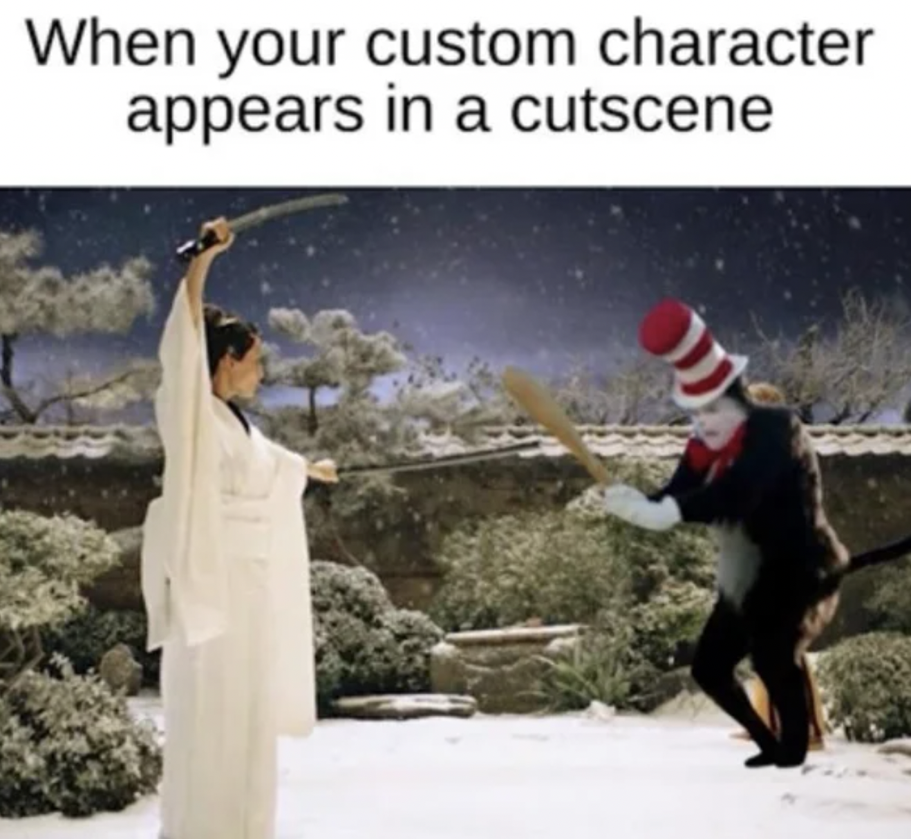 Gaming memes - When your custom character appears in a cutscene