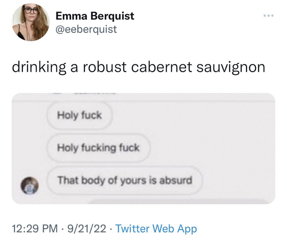 Adam Levine Sexting memes - 3 in 1 shampoo meme - Emma Berquist drinking a robust cabernet sauvignon Holy fuck Holy fucking fuck That body of yours is absurd 92122 Twitter Web App