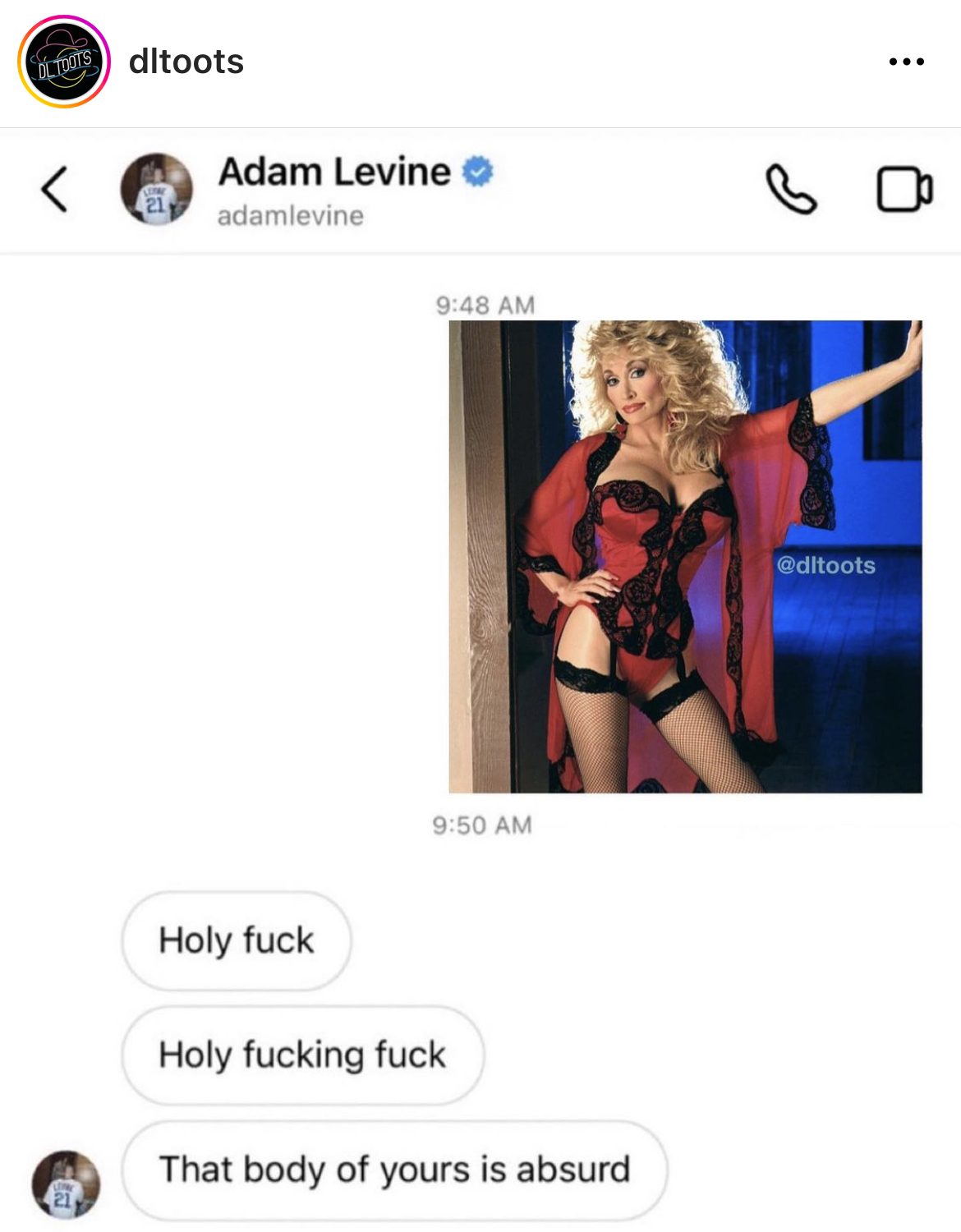 Adam Levine Sexting memes - dolly parton hot - Toots