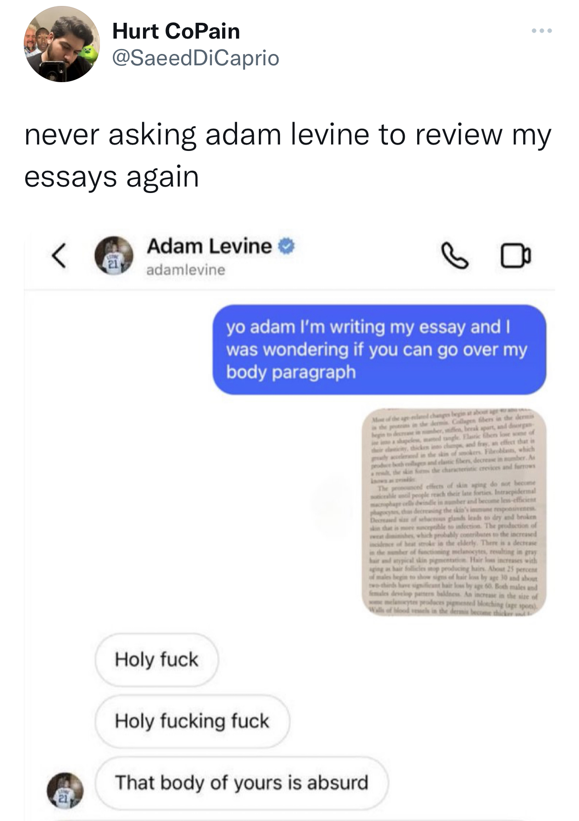 Adam Levine Sexting memes - material - Hurt CoPain never asking adam levine to review my essays again