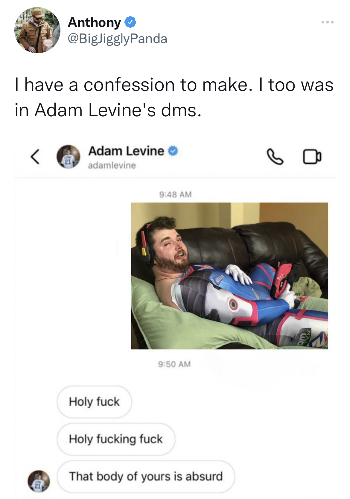 Adam Levine Sexting memes - media - Anthony I have a confession to make. I too was in Adam Levine's dms.