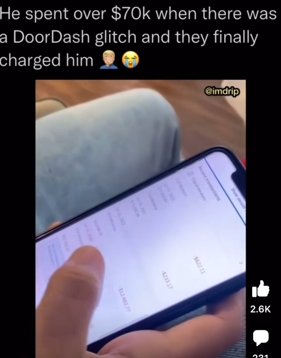 Friday facepalms - hand - He spent over $70k when there was a DoorDash glitch and they finally charged him