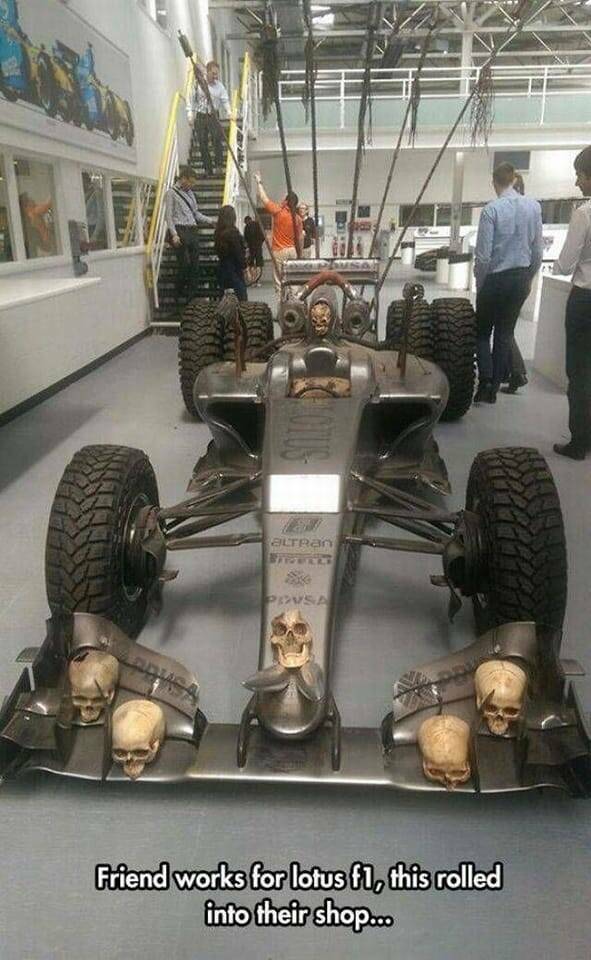 monday morning randomness - mad max race car - Altran Povsa Friend works for lotus fl, this rolled into their shop...